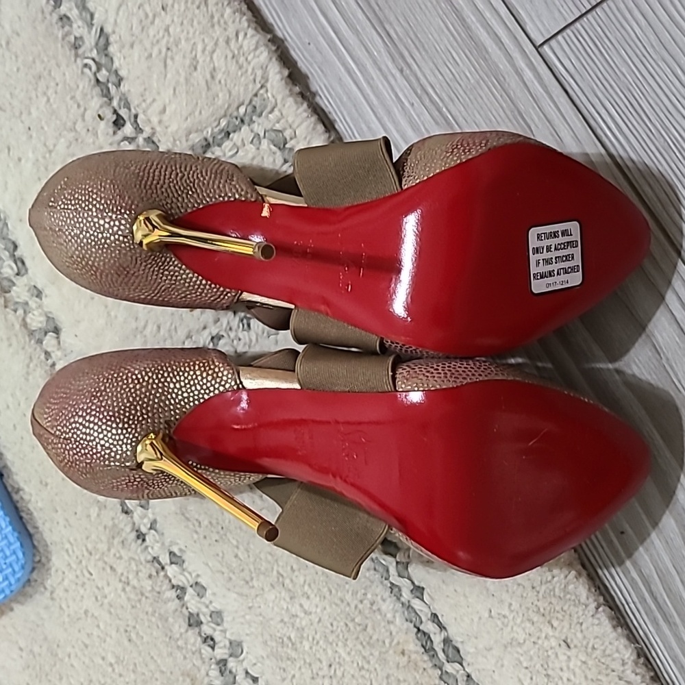 Louboutin Gold Heels - Picture 3 of 8